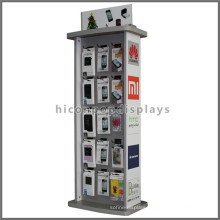 Custom Design Wood Frame Metal Base Cellphone Accessories Instore Retail Shop Display Fixture